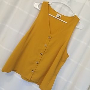 Mustard yellow button up tank top